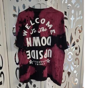 PacSun Stranger Things Upside Down Shirt L Pink Black Bleach Dye Grunge